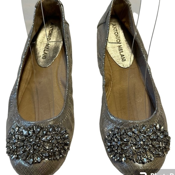 Antonio Melani Silver Sparkly Ballet Flats  7 - Picture 2 of 9